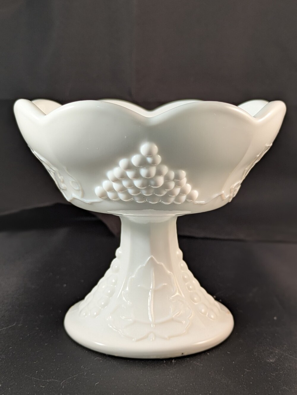 Vintage Indiana Glass "Colony Harvest" White Milk Pedestal Footed Candle Holder